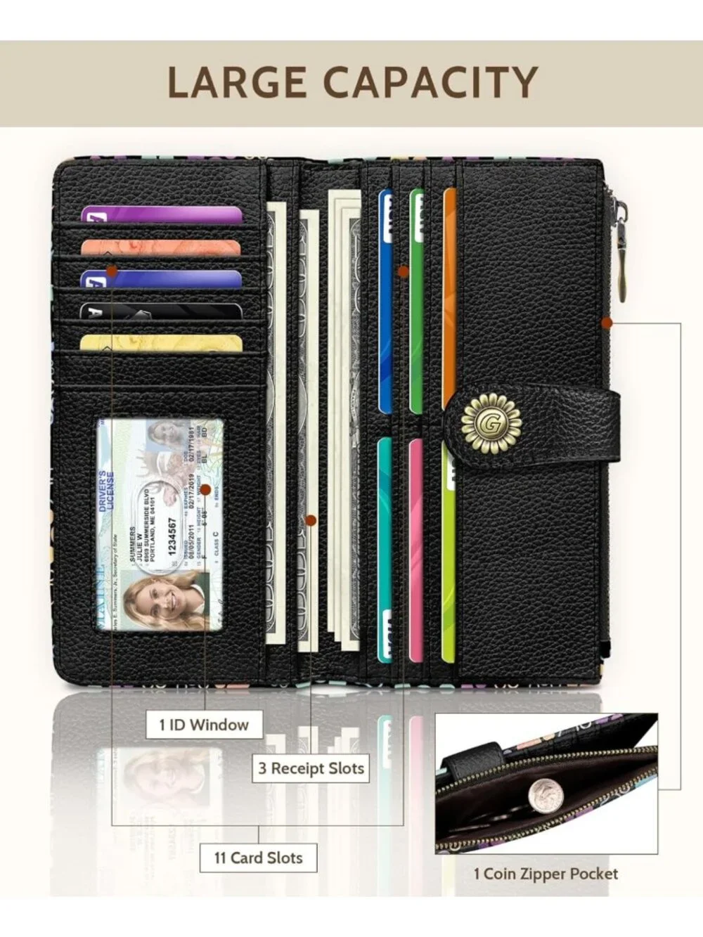 Cute Puppy Dog Paw Wallet for Women | RFID Blocking Bifold, 11 Card Slots